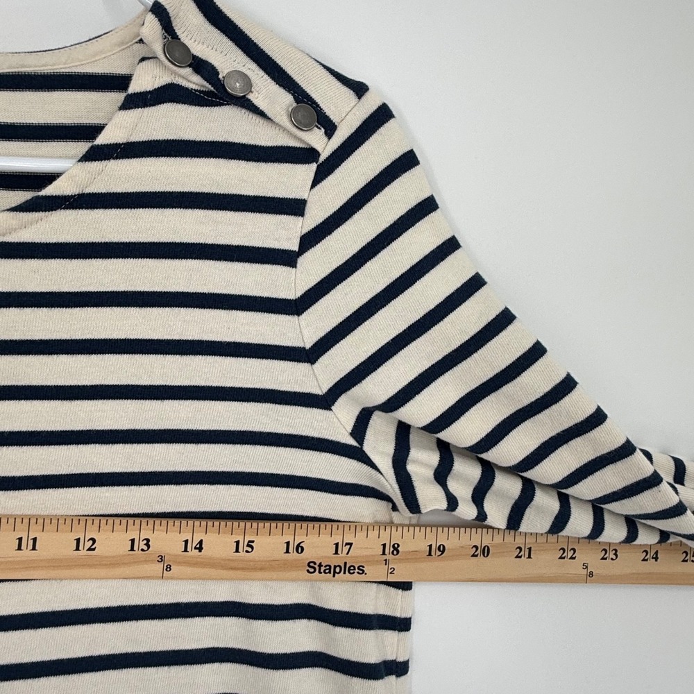 Madewell Dress Womens Medium White Blue Striped 100% Cotton Knit Preppy Nautical - Picture 5 of 8